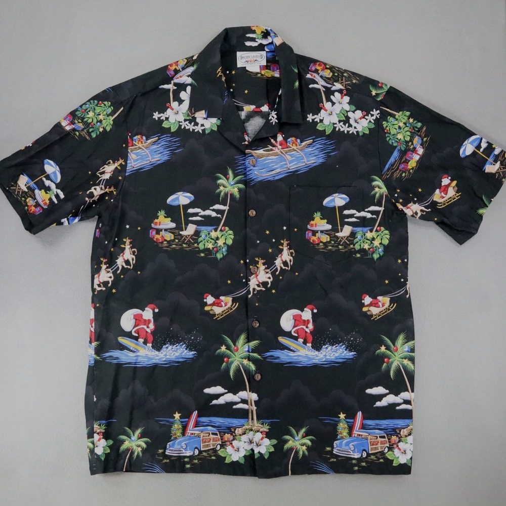 Pacific Legend Ugly Christmas Santa Surf Shirt Mens Size L Made USA‎ Hawaiian